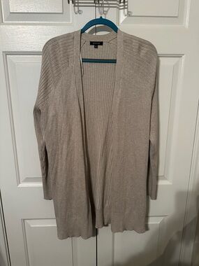 Verve Ami Open-Front Ribbed Cardigan in Taupe